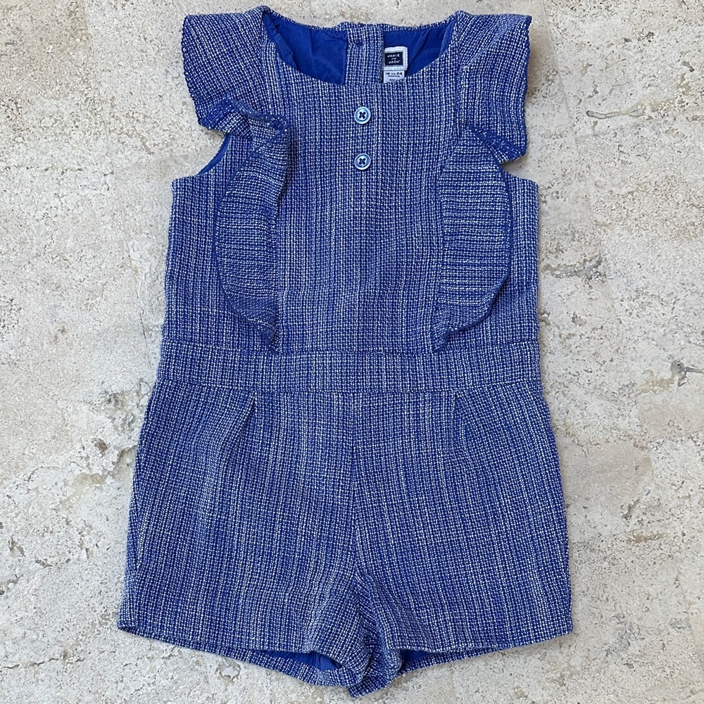 Janie and Jack Blue Textured Ruffle Romper